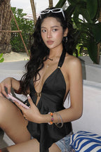 Cutout Sexy Halter Deep V Satin Cami Top image 7