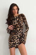 Leopard Print Backless Bodycon Mini Dress image 4