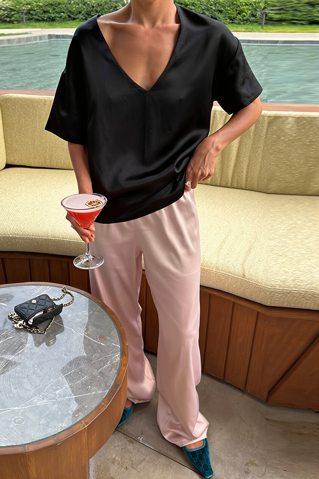 Chic Satin Straight Leg Draped Pants image 7