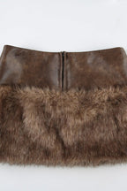 Low-Rise Fuzzy Leather Paneled Mini Skirt image 3