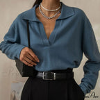 Fabulous Solid Color V Neck Classic Long Sleeve Sweater - Apricot image 3