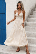 Halter Tassel Solid Long Boho Dress image 1