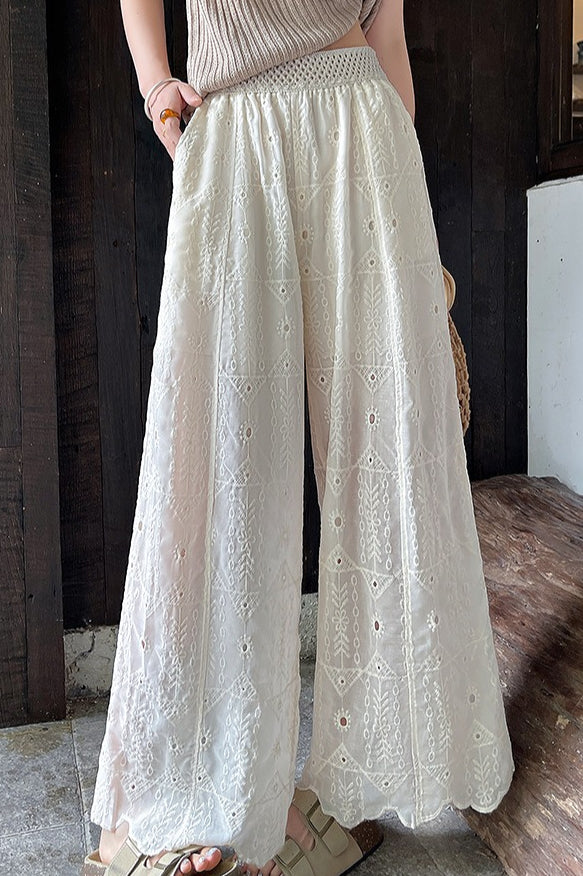 Hollow Out Lace Wide Leg Summer Pants image 7