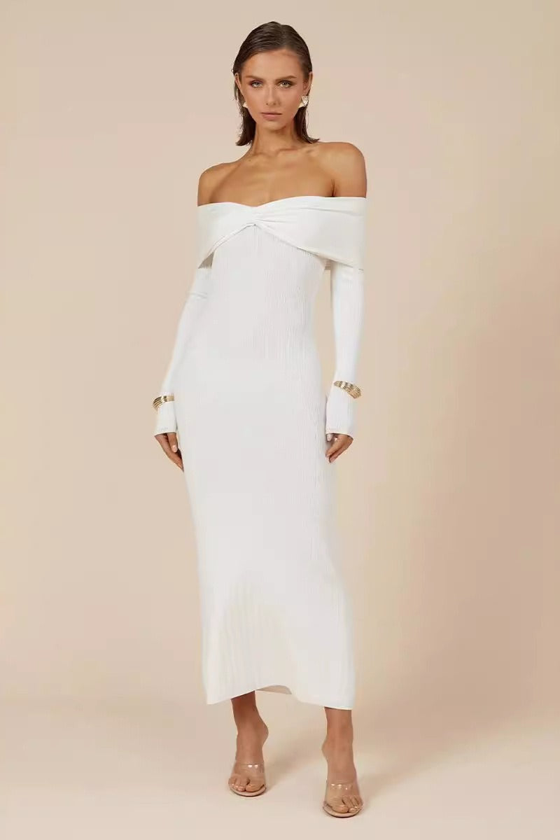 Elegant Off Shoulder Knit Sweater Dress image 8
