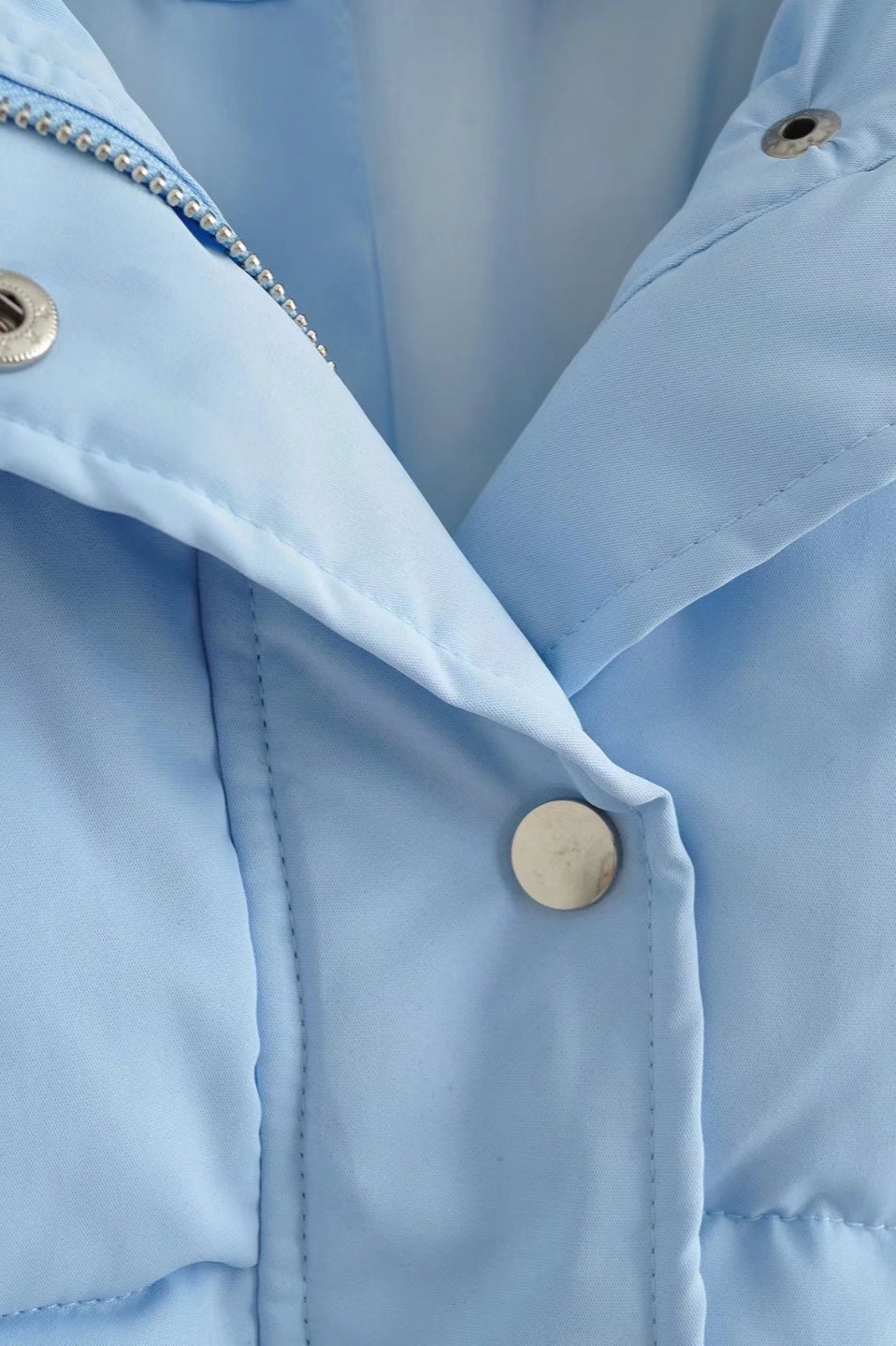 Solid Color Lapel Collar Cropped Puffer Jacket image 6
