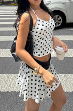 Halter Polka Dot Crop Skirt Two Pieces Set image 2