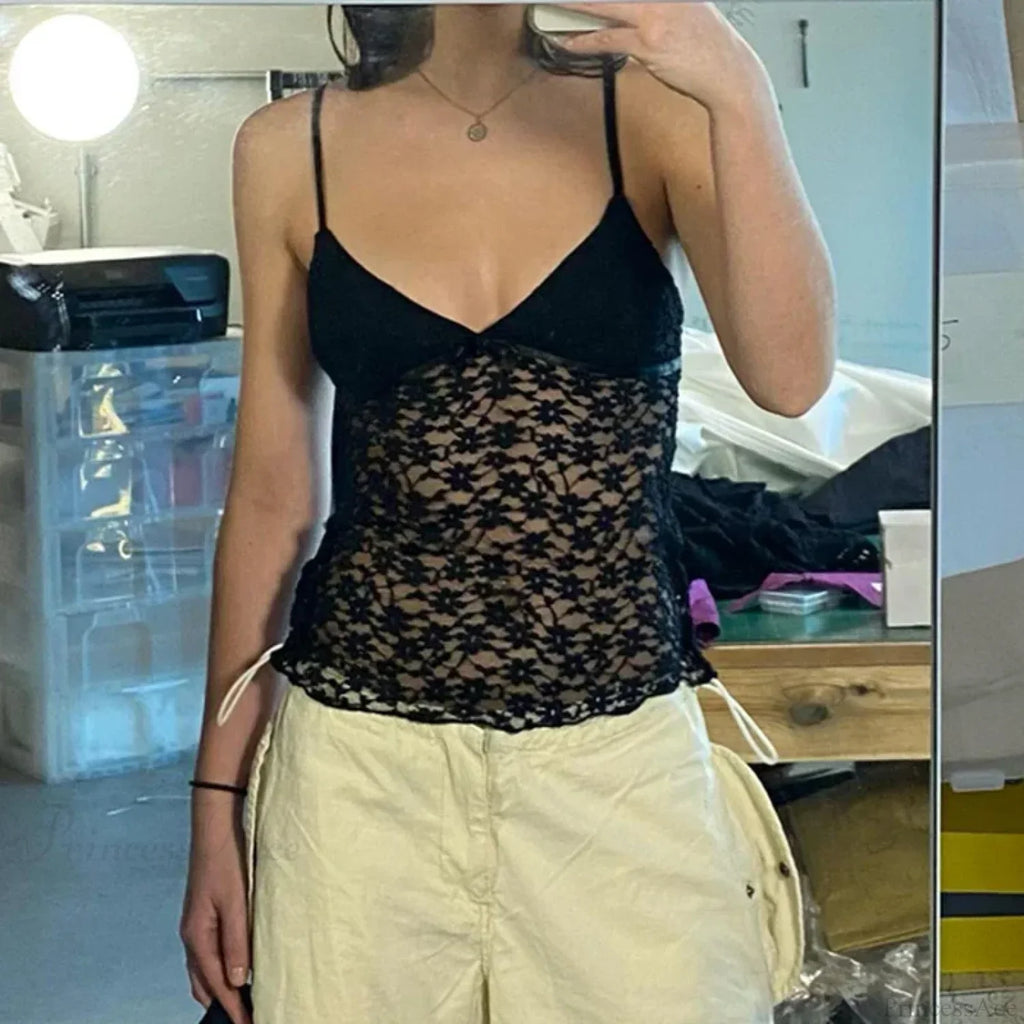 Fairy Floral Lace Mesh V Neck Crop Top image 6