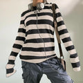 Fairy Grunge Knit Oversized Striped Long Sleeve Crewneck Knit Top image 7