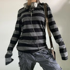 Fairy Grunge Knit Oversized Striped Long Sleeve Crewneck Knit Top image 8