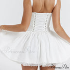 Fairy Grunge Lace Up White Corset Frill Mini Dress image 2