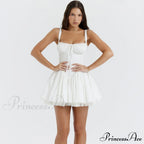 Fairy Grunge Lace Up White Corset Frill Mini Dress image 3