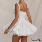 Fairy Grunge Lace Up White Corset Frill Mini Dress image 6