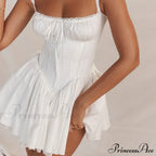 Fairy Grunge Lace Up White Corset Frill Mini Dress image 1