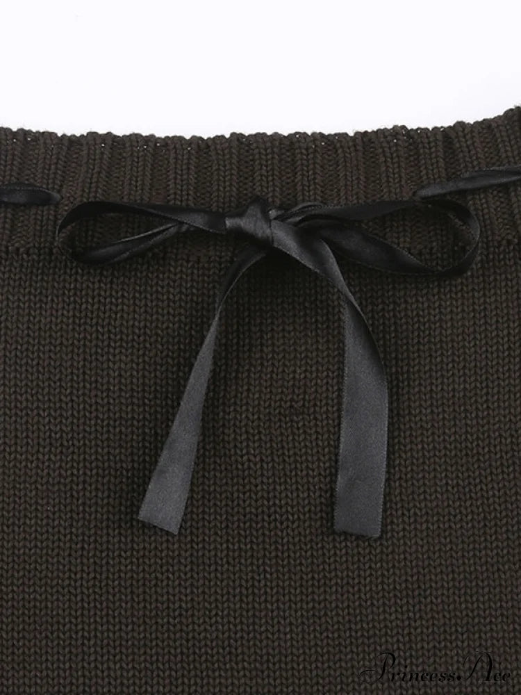 Slim Fit Frayed Hem Brown Mini Skirt image 4