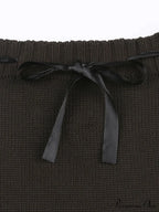 Slim Fit Frayed Hem Brown Mini Skirt image 4