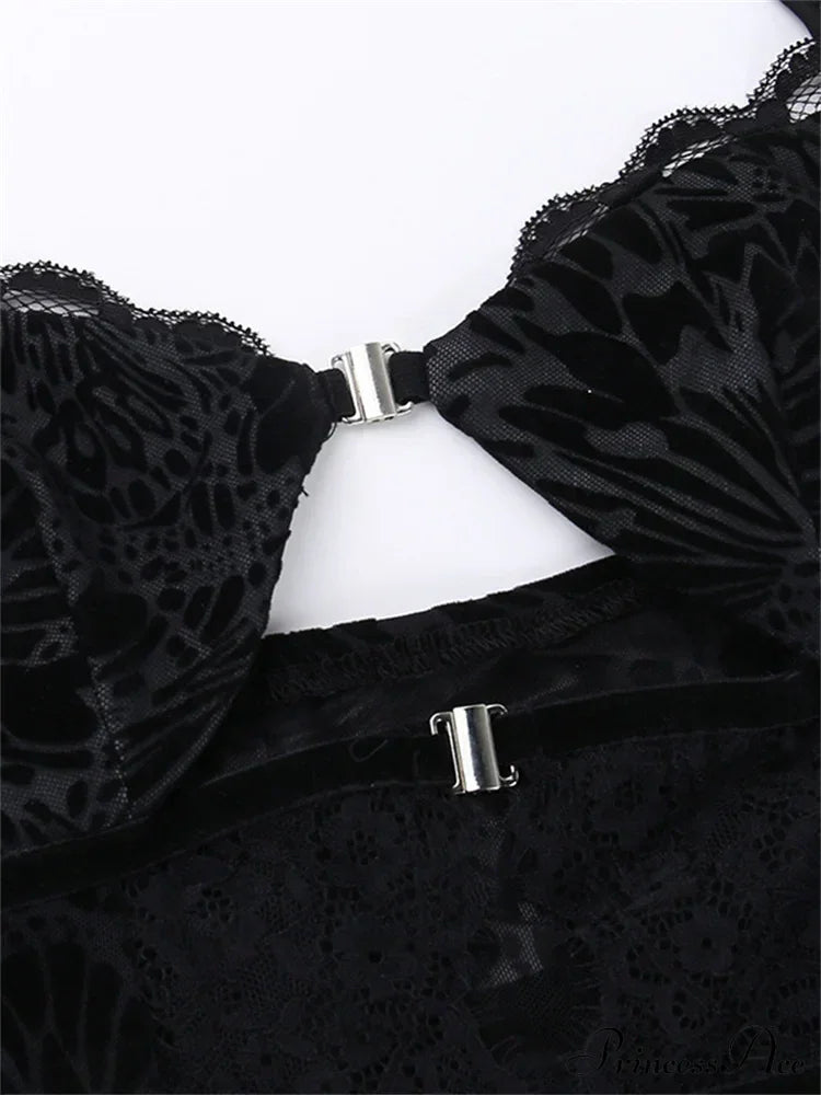 Fairycore Grunge Lace Backless Hollow Out Short Sleeve T-Shirts image 3