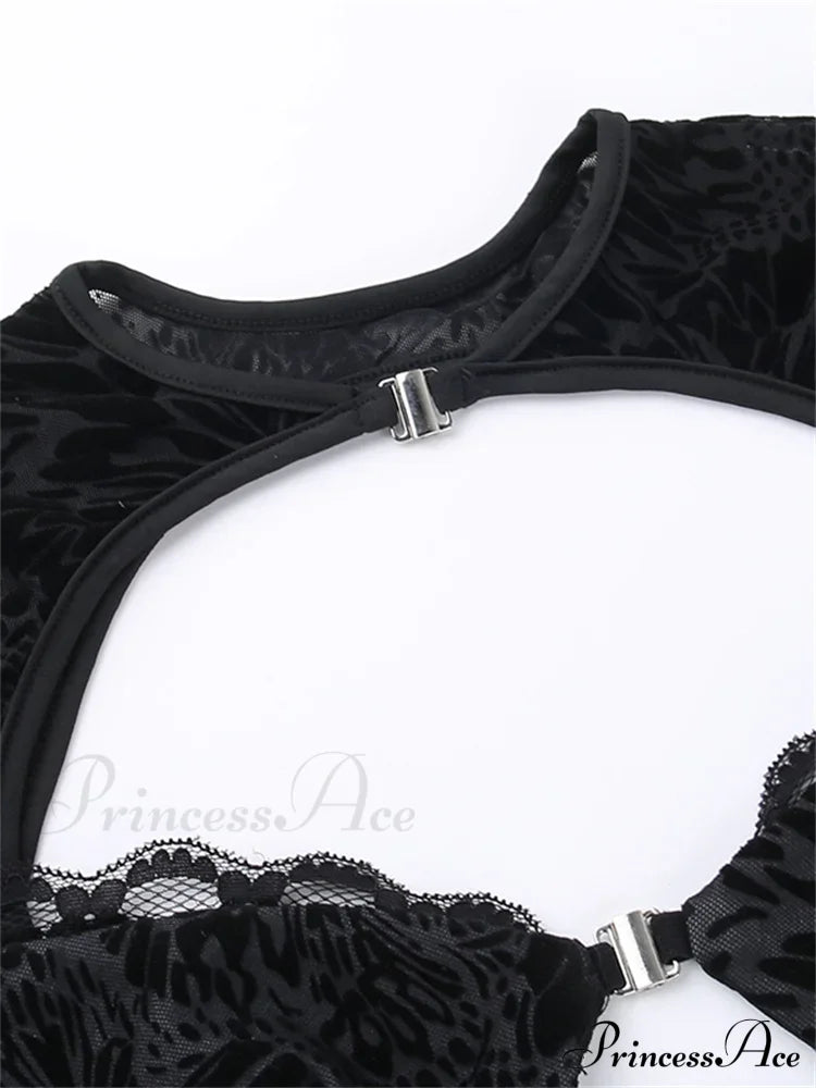 Fairycore Grunge Lace Backless Hollow Out Short Sleeve T-Shirts image 2