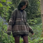 Fairycore Grunge Striped Print Sweater image 2