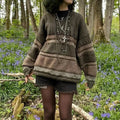 Fairycore Grunge Striped Print Sweater image 1