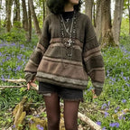 Fairycore Grunge Striped Print Sweater image 1