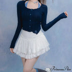 Fairycore Ruffle Lace Coquette Layered Mesh Korean Skirt image 2