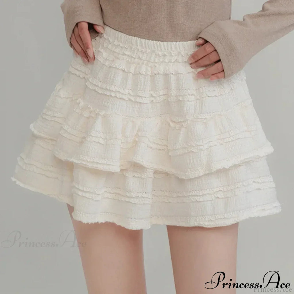 Fairycore White Lace Patchwork Layered Skirt image 1