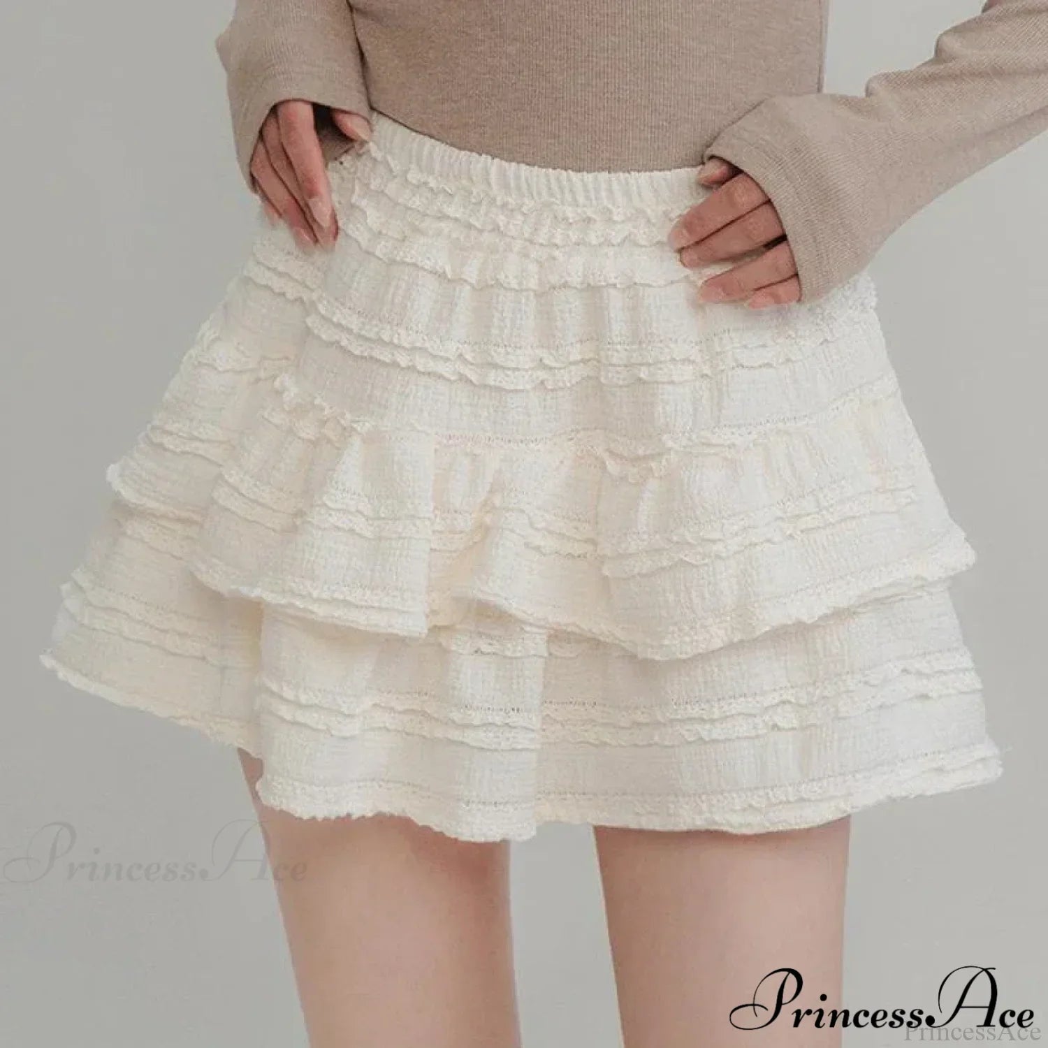 Fairycore White Lace Patchwork Layered Skirt image 7