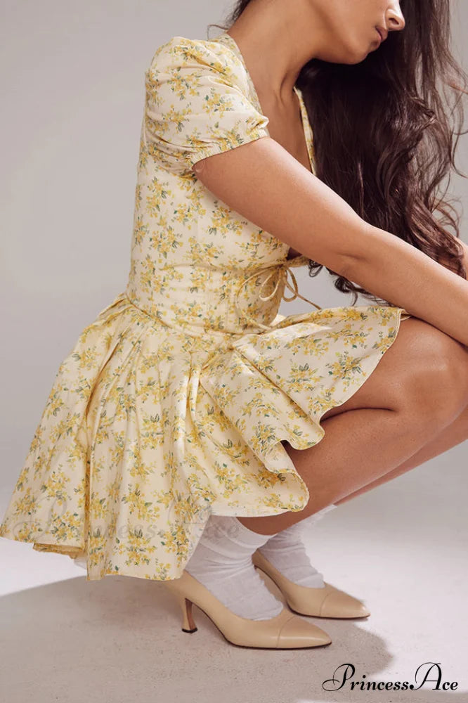 Faith Vintage Floral Charming Pleated Mini Dress image 4