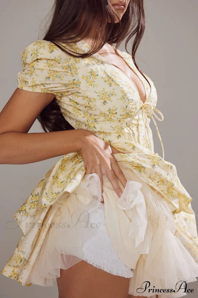 Faith Vintage Floral Charming Pleated Mini Dress image 3