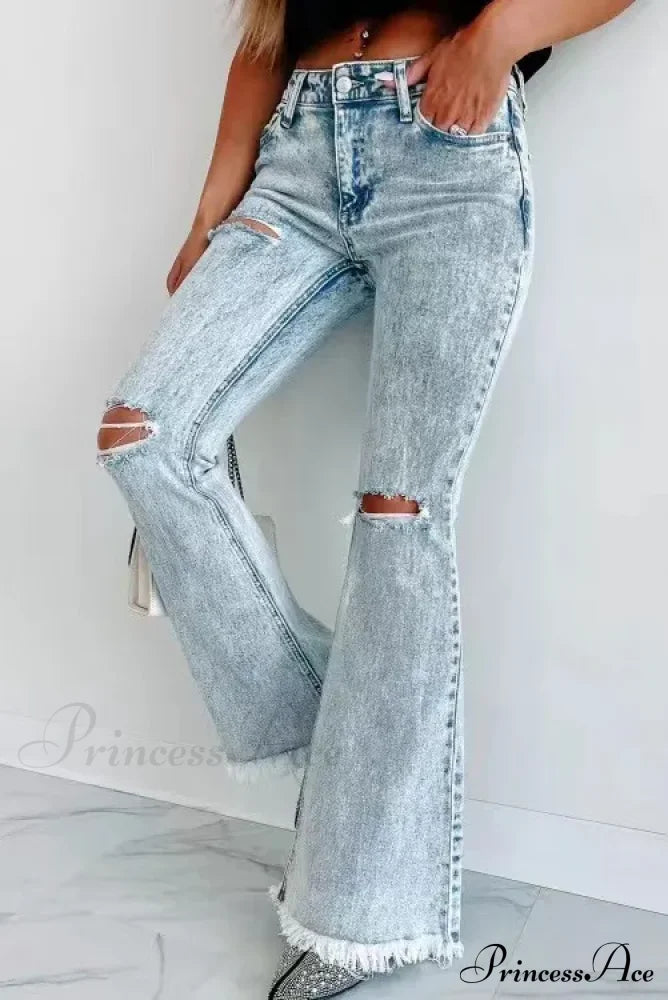 Fall Blue Ripped High Waisted Casual Baggy Denim Street Fashionable Jean image 4