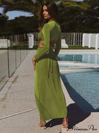 Fall Long Sleeve Bandage Sets Fashion Elegant Matching Midi Dress image 4