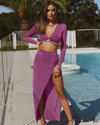 Fall Long Sleeve Bandage Sets Fashion Elegant Matching Midi Dress image 10