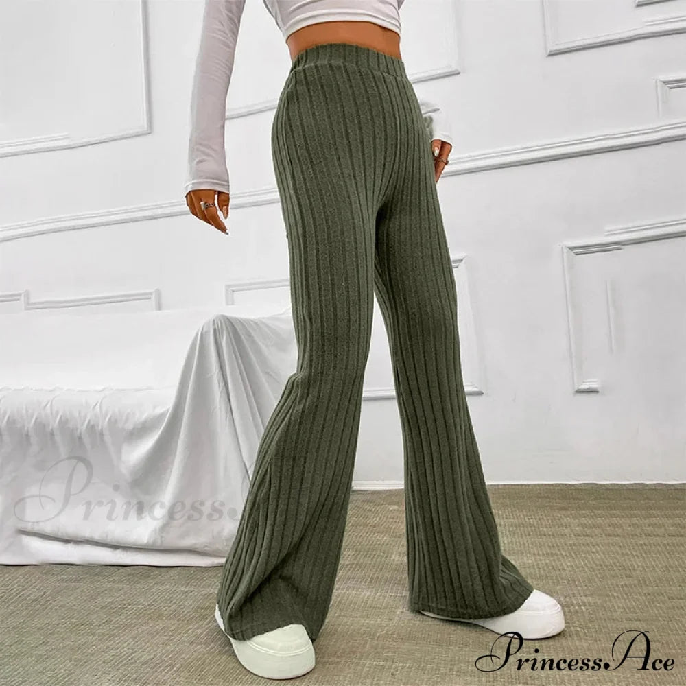 Fall New Solid Wide Pit Stripe Casual Knitted Warm Streetwear Pants image 6