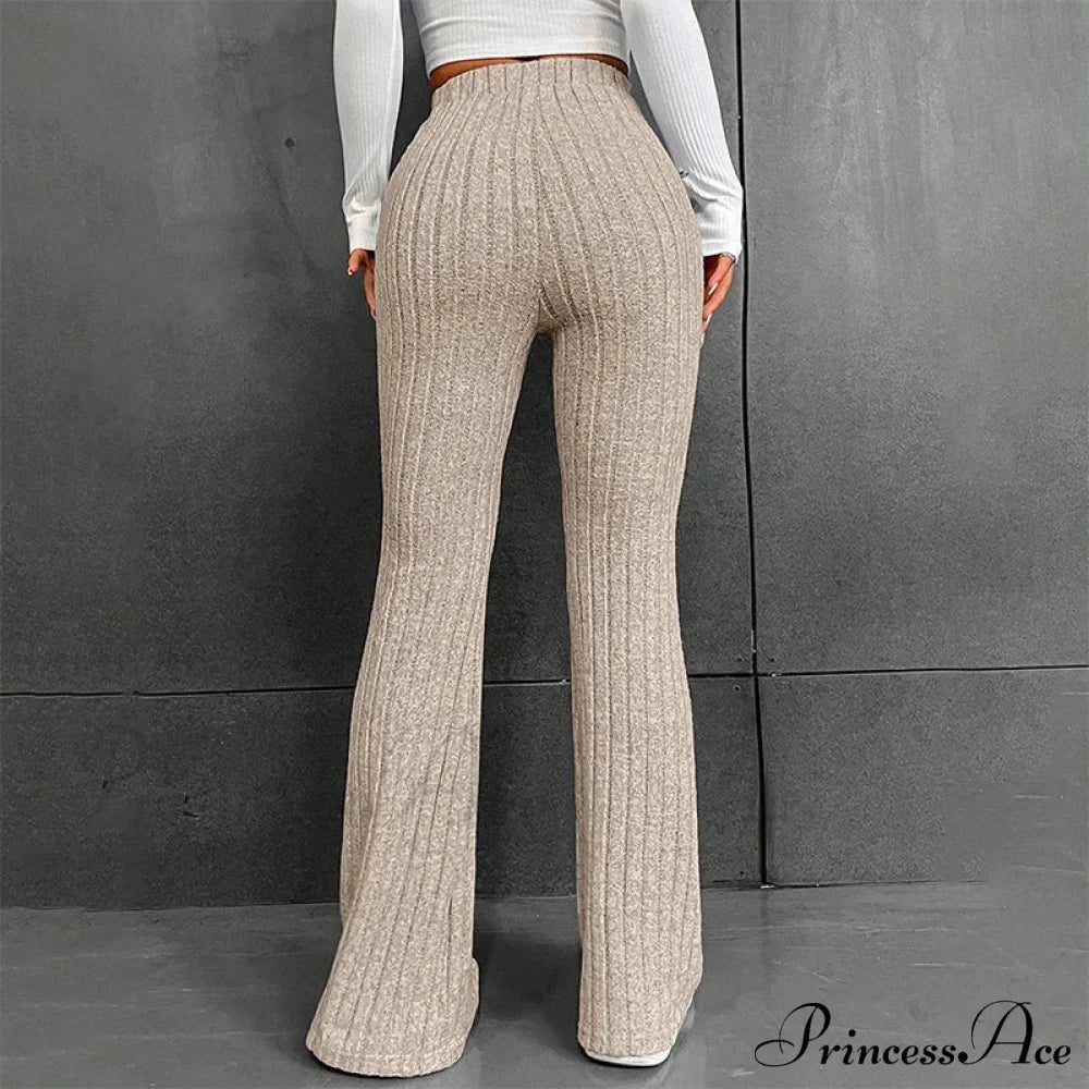 Fall New Solid Wide Pit Stripe Casual Knitted Warm Streetwear Pants image 3