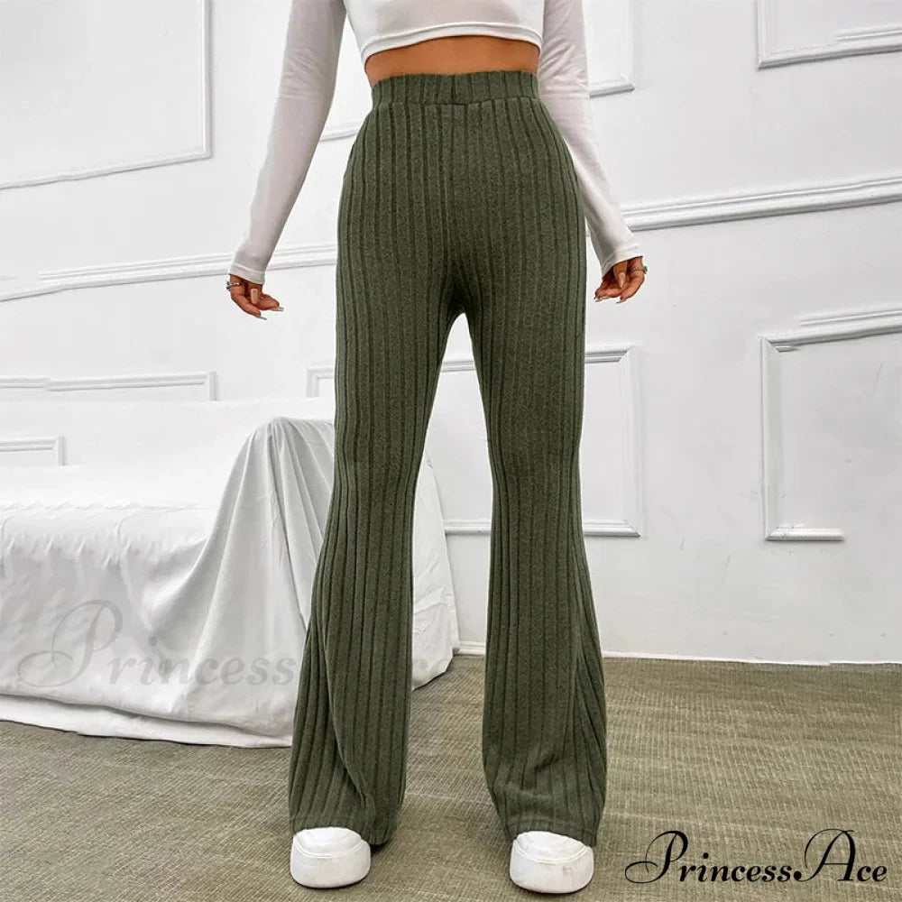 Fall New Solid Wide Pit Stripe Casual Knitted Warm Streetwear Pants image 1