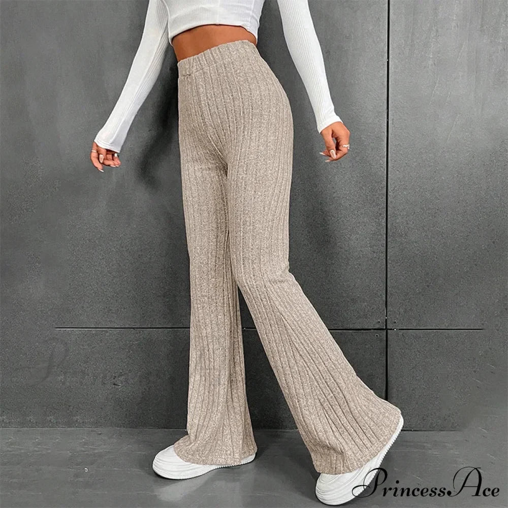 Fall New Solid Wide Pit Stripe Casual Knitted Warm Streetwear Pants image 9