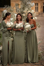 Fancy Olive Silk Charming Maxi Evening Dress image 8
