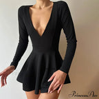 Fashion Backless V Neck A-Line Mini Dress image 2