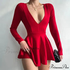 Fashion Backless V Neck A-Line Mini Dress image 5