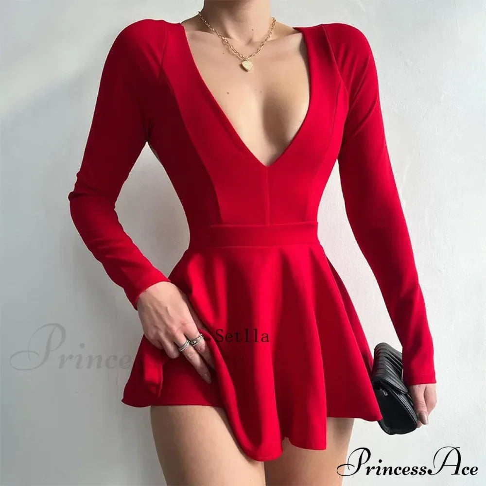 Fashion Backless V Neck A-Line Mini Dress image 5