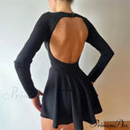 Fashion Backless V Neck A-Line Mini Dress image 3