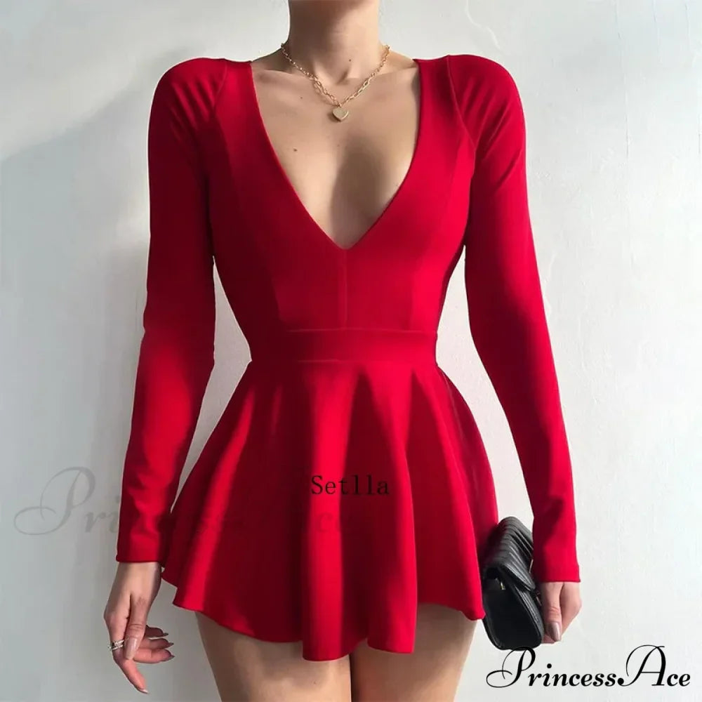 Fashion Backless V Neck A-Line Mini Dress image 4