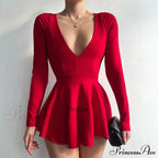 Fashion Backless V Neck A-Line Mini Dress image 4