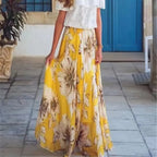 Fashion Boho Chiffon Floral Long High Waist Pleated Skirt image 2
