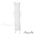 Fashion Button Knitted Sleeveless Slit Summer Elegant Solid Vestido Midi Dress image 6