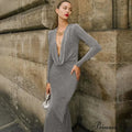 Fashion Club Draped Silk Long Sleeve Maxi Dress image 1