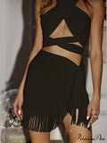 Color Tassels Irregular Hem Mini Skirt image 7