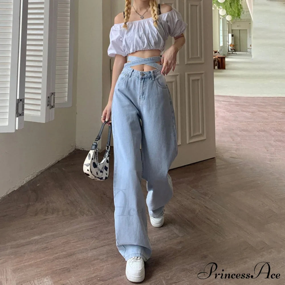 Fashion Cotton Cross Belt Jeans image 1