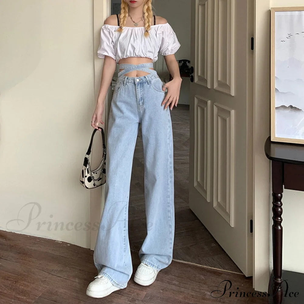 Fashion Cotton Cross Belt Jeans image 2