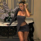 Fashion Drawstring Ruched Slim Skirt Mini Dress image 2
